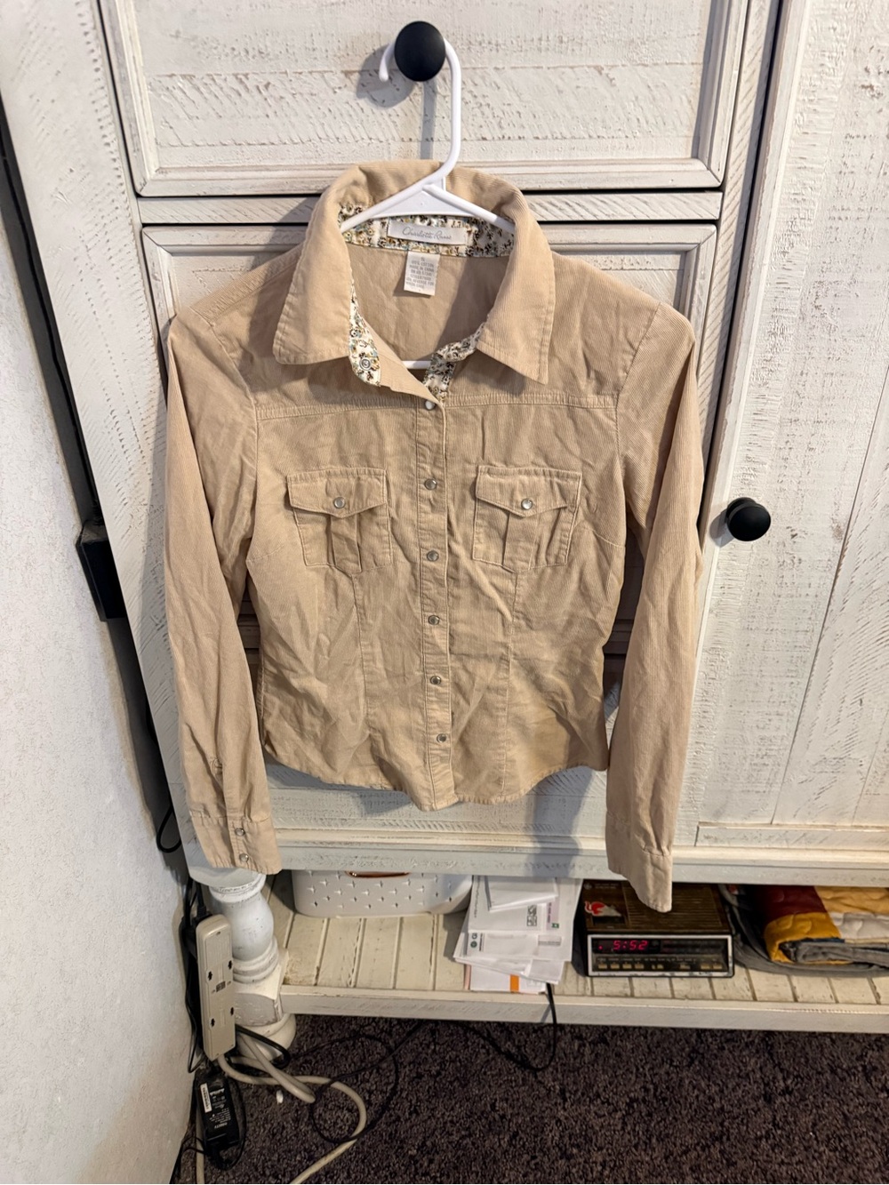 Charlotte Russe Beige Button-Front Shirt Jacket